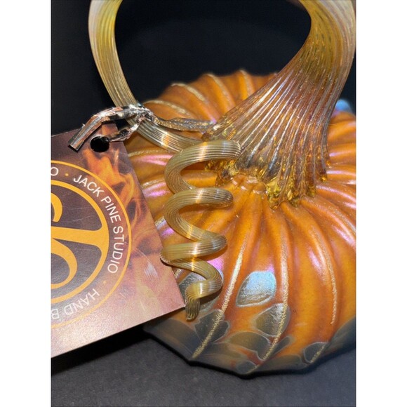 Jack Pine Hand Blown Glass Pumpkin Artisan Crafted Glass Pumpkin Unique Glass - Picture 10 of 12